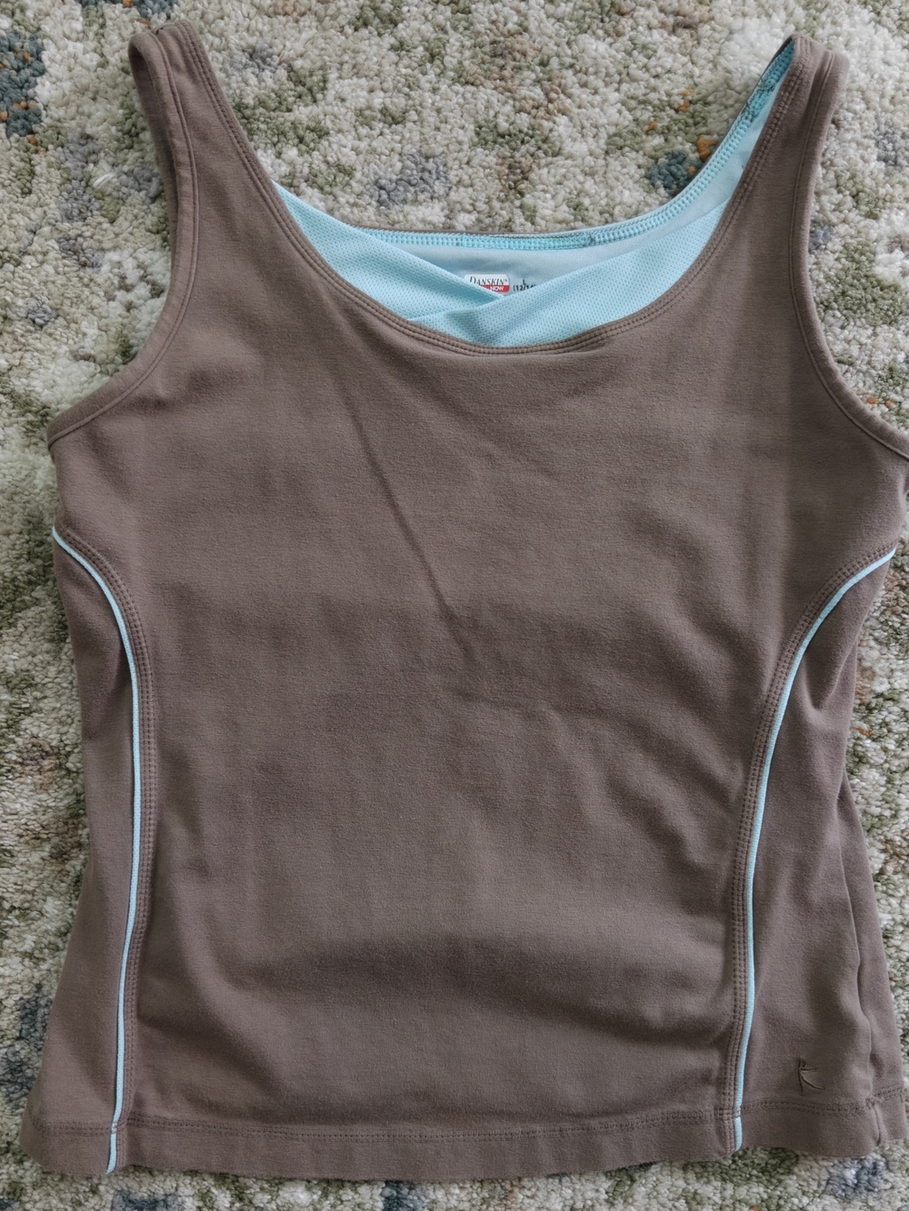 Danskin Now Brown Tank Top with Light Blue Trim